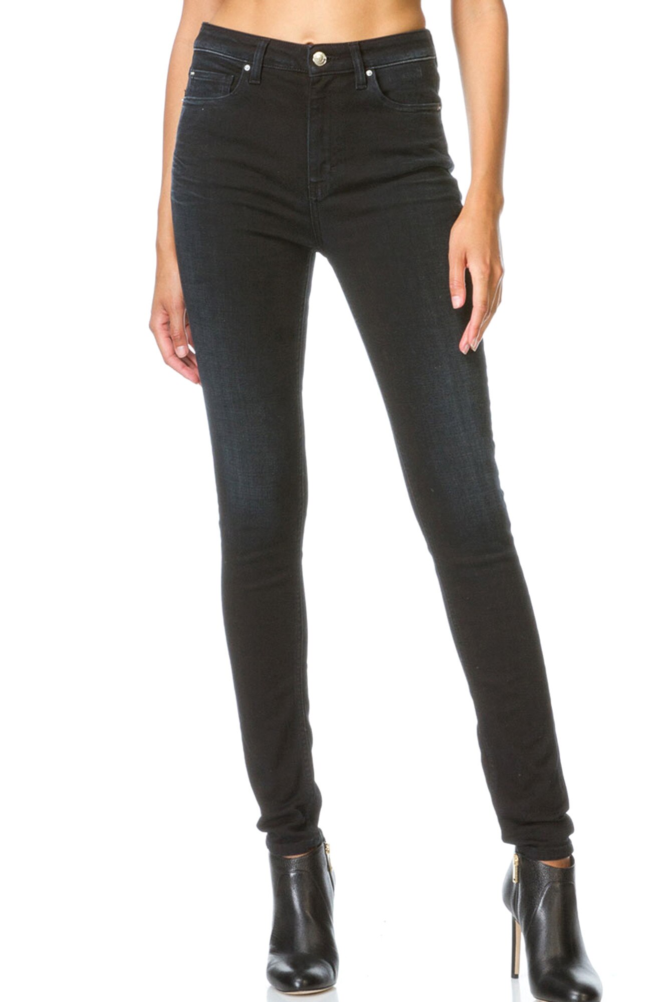 Blugi skinny cu aspect uzat, Iro Jeans, Negru, W26-L32