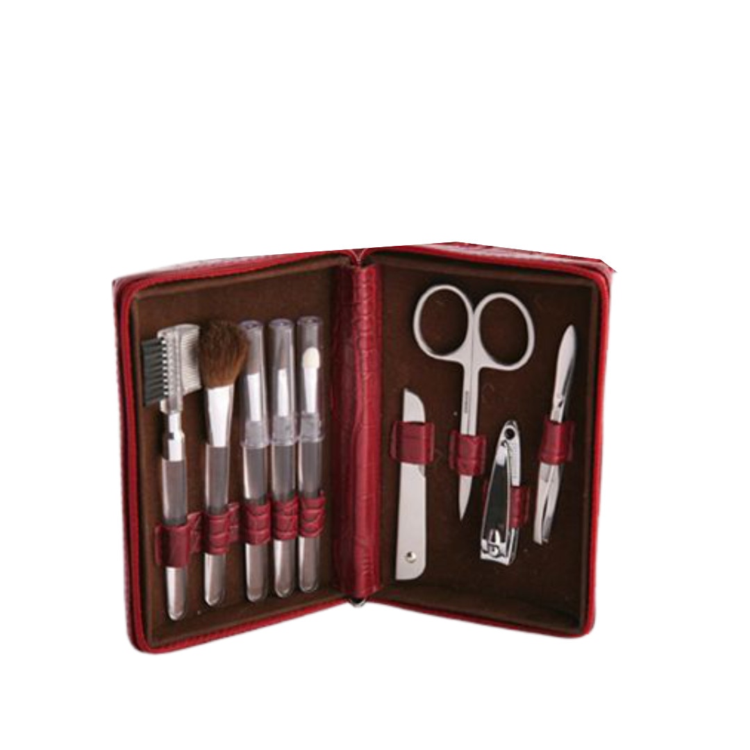 Set trusa manichiura, pedichiura si machiaj , 10x13.5cm, Rosu