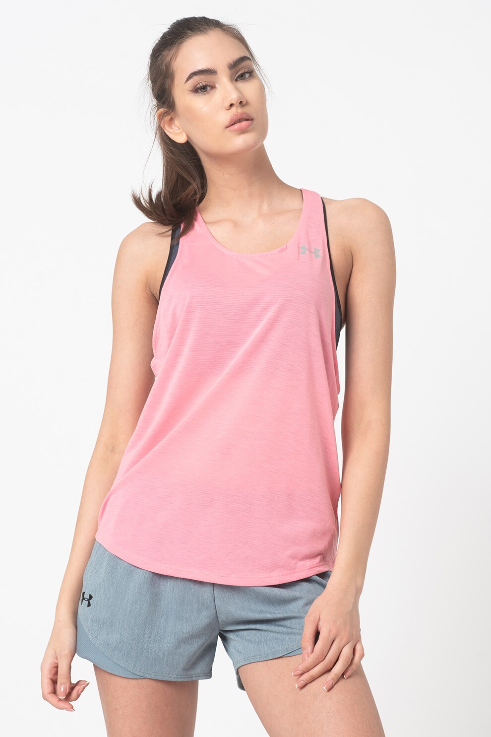Under Armour, Top elastic pentru antrenament Streaker 2.0, Roz/Gri, S