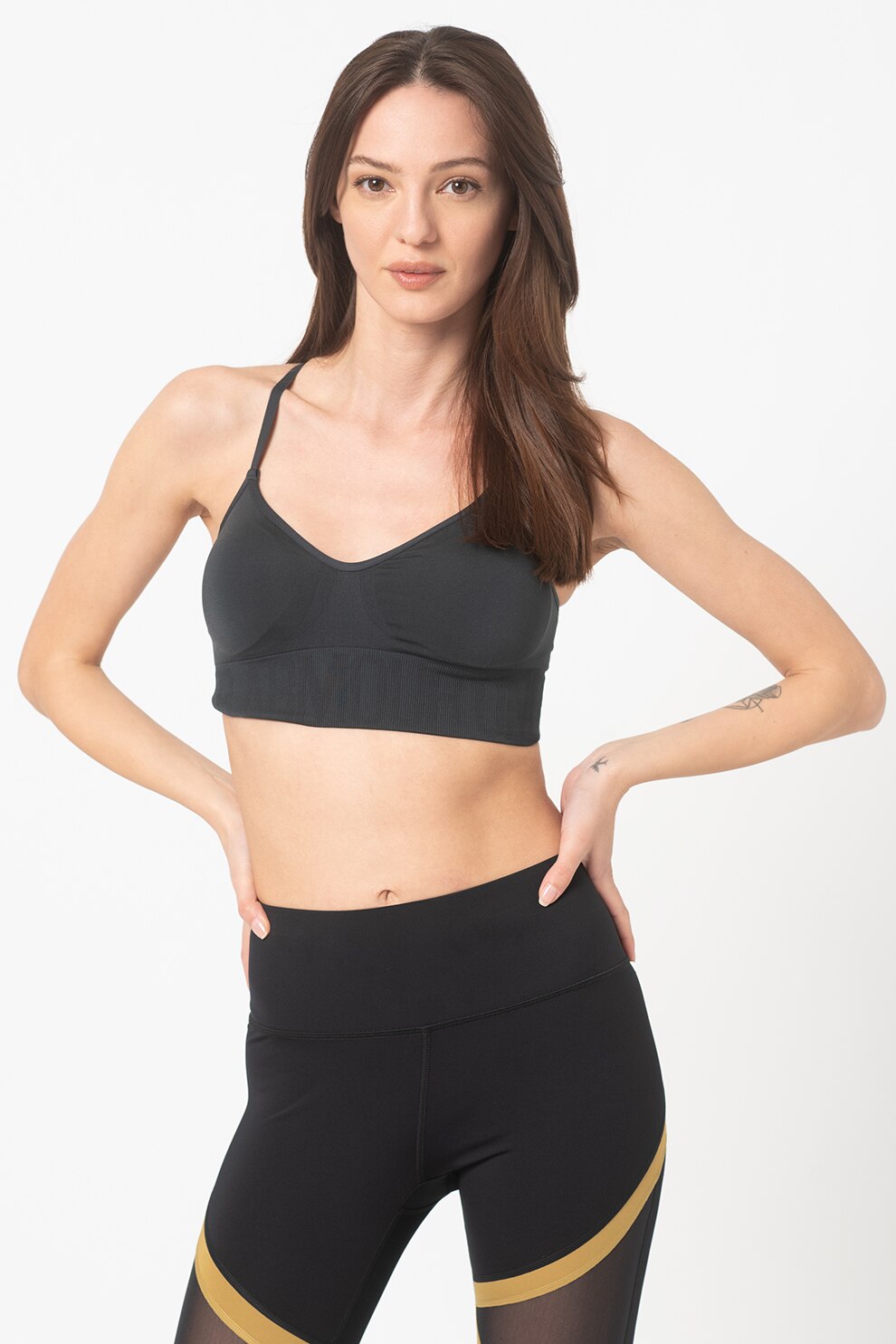 Under Armour, Bustiera sport racerback fara cusaturi, Negru stins, XS