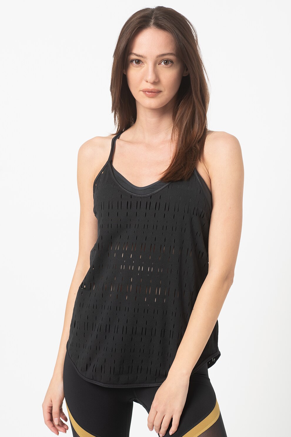 Under Armour, Top cu bretele incrucisate pentru fitness, Negru