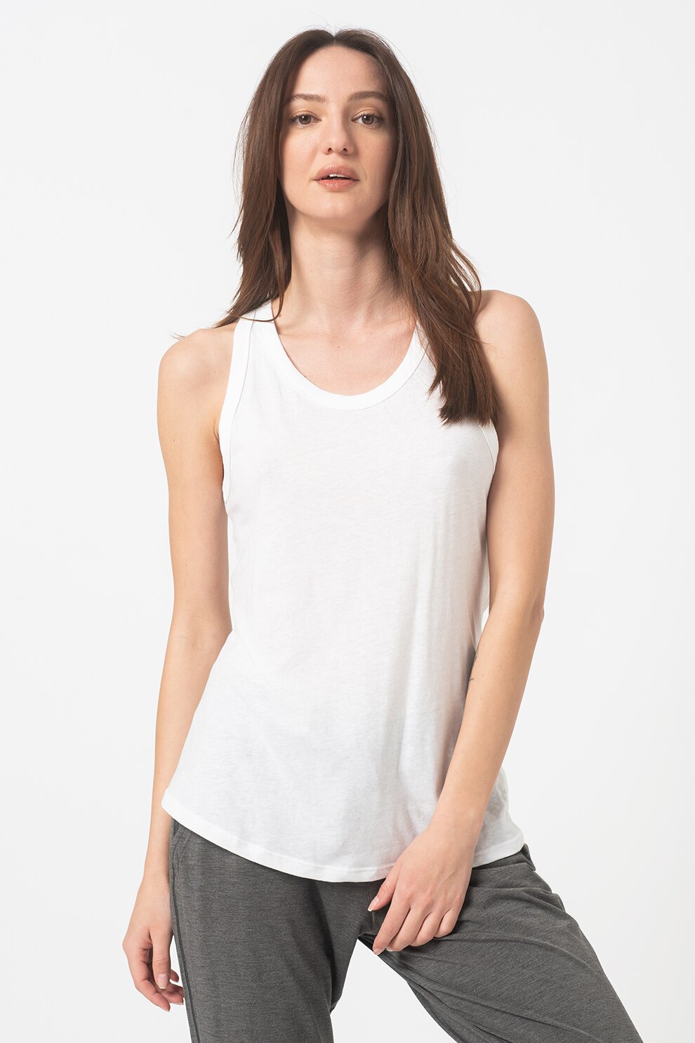 Under Armour, Top cu decupaje pentru fitness, Alb