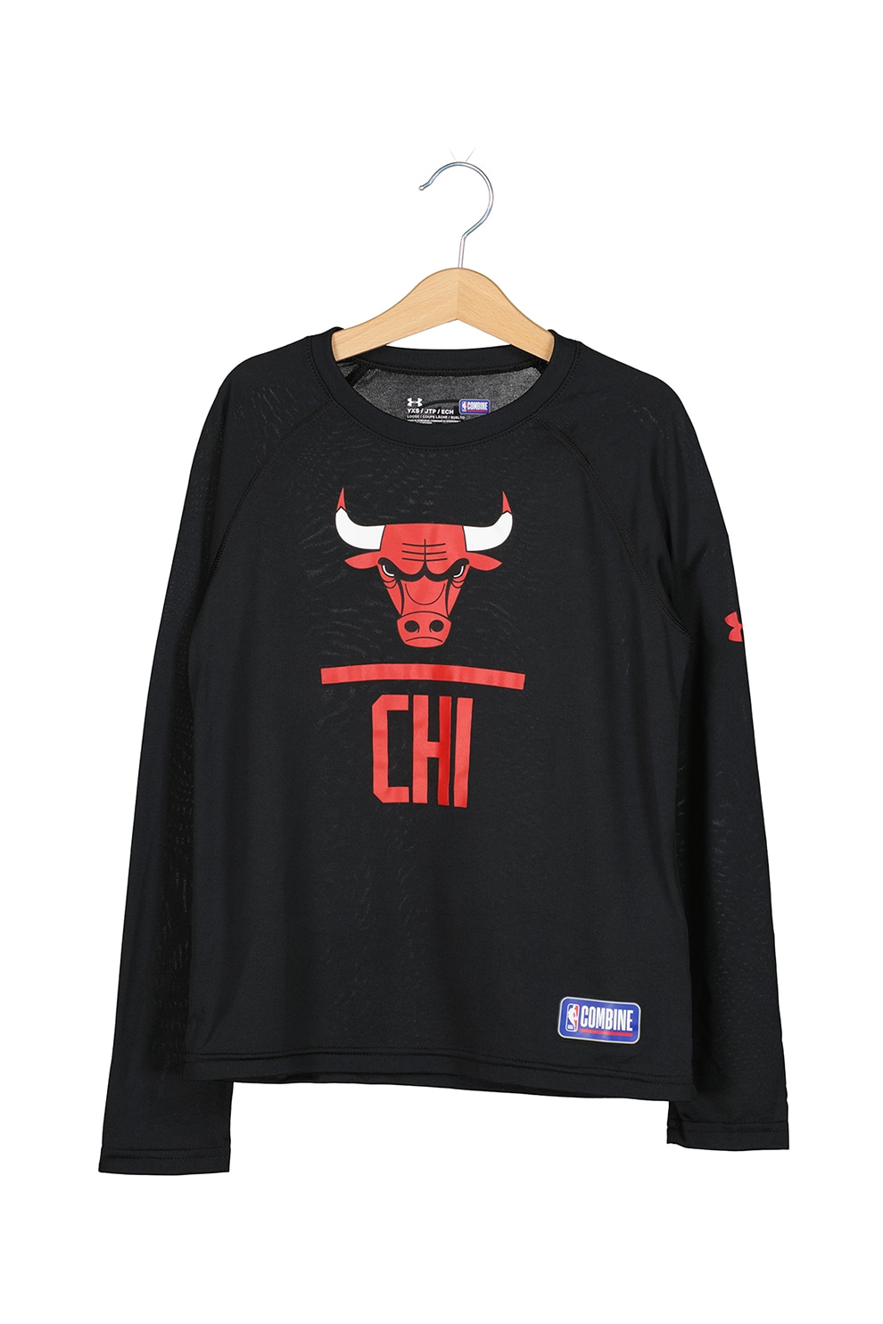 Under Armour, Bluza cu maneci raglan pentru baschet Combine City, Negru/Rosu/Alb, S