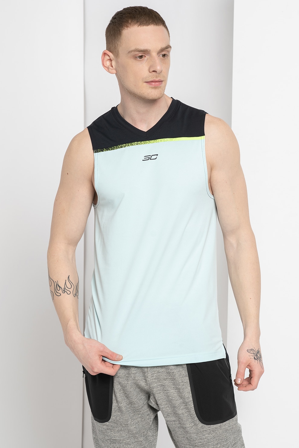 Under Armour, Top pentru baschet SC30 Ultra Performance, Bleu/Negru