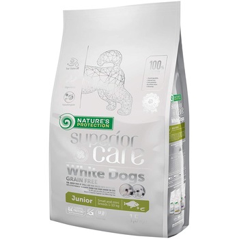 Hrana uscata pentru caini, Natures Protection Superior Care, White Dogs Junior, Peste Alb, 1,5 Kg Hrana uscata pentru caini, Natures Protection Superior Care, White Dogs Junior, Peste Alb, 1,5 Kg