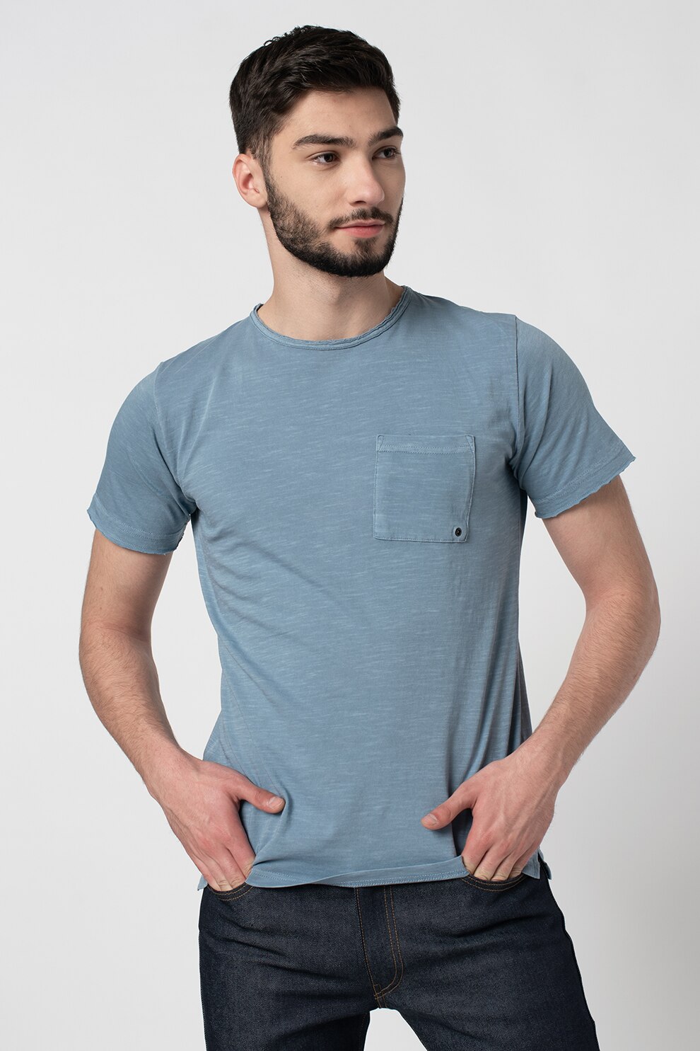 Haily's, Tricou cu buzunar pe piept Nelson, Albastru