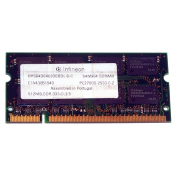 Memorie sodimm 512MB, DDR333, PC2700 Infineon HYS64D64020GBDL-6-C Memorie sodimm 512MB, DDR333, PC2700 Infineon HYS64D64020GBDL-6-C