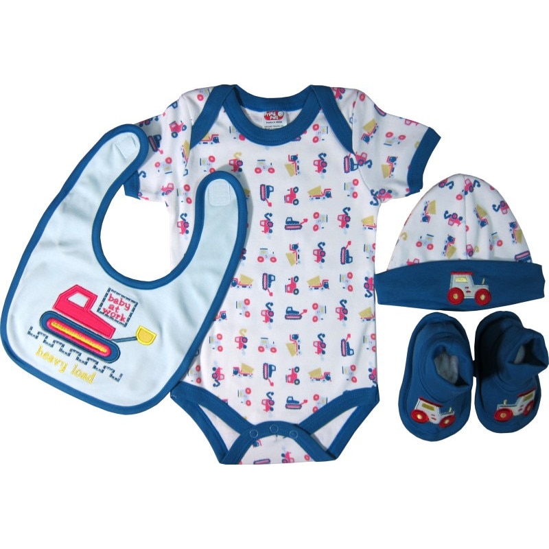 Set cadou bebe 4 piese, Primii Pasi, 0-6 luni