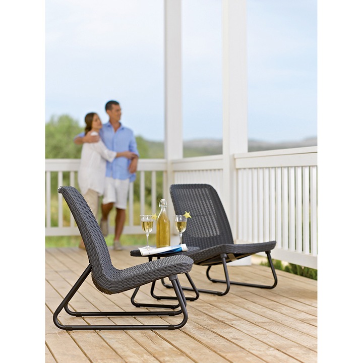 Set de mobilier de gradina, Keter, Rio, Gri