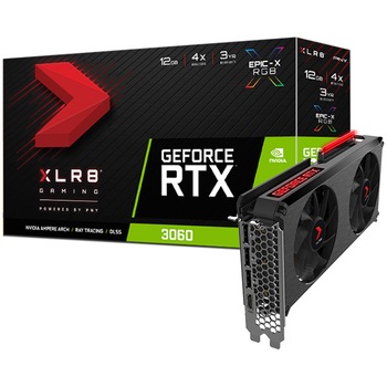 Placa video PNY GeForce® RTX™ 3060 XLR8 Gaming REVEL EPIC-X RGB Dual Fan Edition, 12GB GDDR6, 192-bit Placa video PNY GeForce® RTX™ 3060 XLR8 Gaming REVEL EPIC-X RGB Dual Fan Edition, 12GB GDDR6, 192-bit