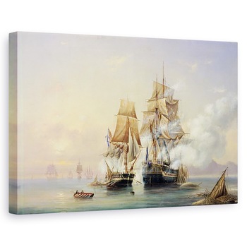 Tablou canvas - Aleksei Petrovich Bogolyubov - Cutter rus Mercury surprinde fregata suedeza Venus pe 21 mai 1789, 80 x 120cm Tablou canvas - Aleksei Petrovich Bogolyubov - Cutter rus Mercury surprinde fregata suedeza Venus pe 21 mai 1789, 80 x 120cm