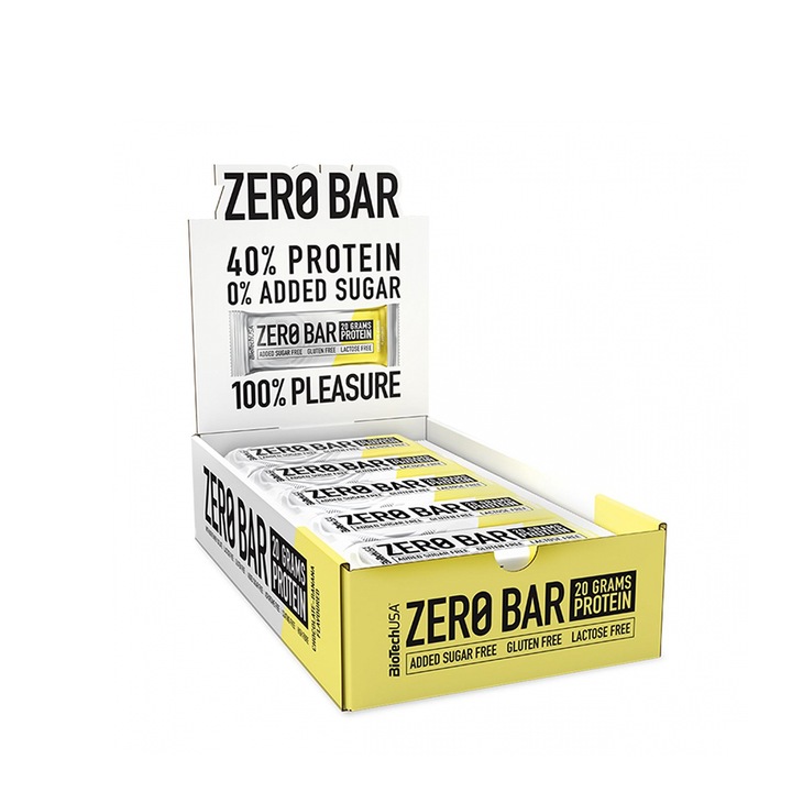 Set 20 Batoane proteice fara zahar, Biotech Usa, Zero Bar Apple Pie, 20 buc x 50g