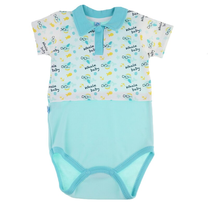 Body cu maneca scurta pentru baieti Koala Wielorybek 04-347MU, Multicolor, 86 cm