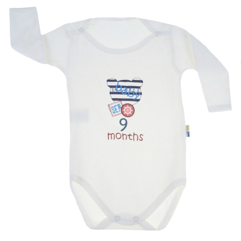 Body cu maneca lunga pentru baieti Mini Junior MJ-20C, Crem, 74 cm