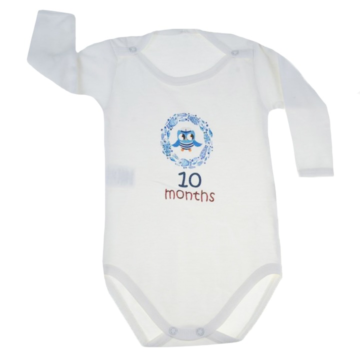 Body cu maneca lunga pentru baieti Mini Junior MJ-21C-74-cm, Crem 74 CM
