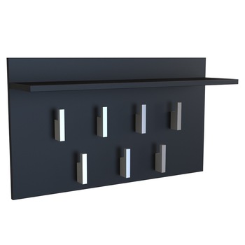 Cuier Baltrum 2F, perete, 70x40x20, 7 agatatoare, negru mat Cuier Baltrum 2F, perete, 70x40x20, 7 agatatoare, negru mat