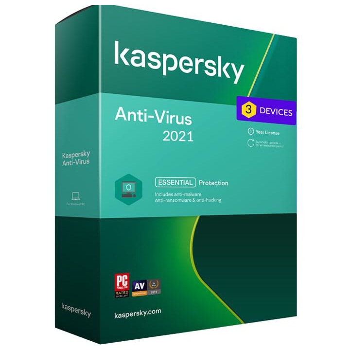 Антивирус Kaspersky AntiVirus 2021, 5 устройства 1 година, електронен лиценз