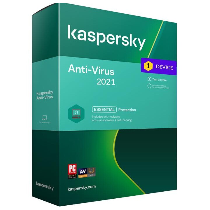 Kaspersky AntiVirus 2021, Elektronikus licensz, 1 eszközre, 1 év