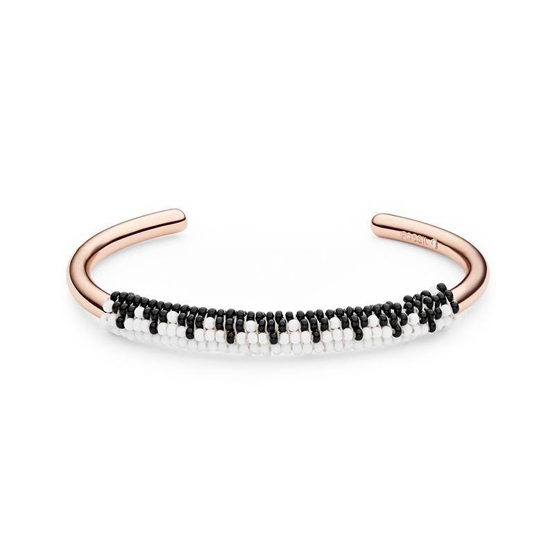 Bratara Fossil Fashion JA6870791, Rose gold, Alb, Negru