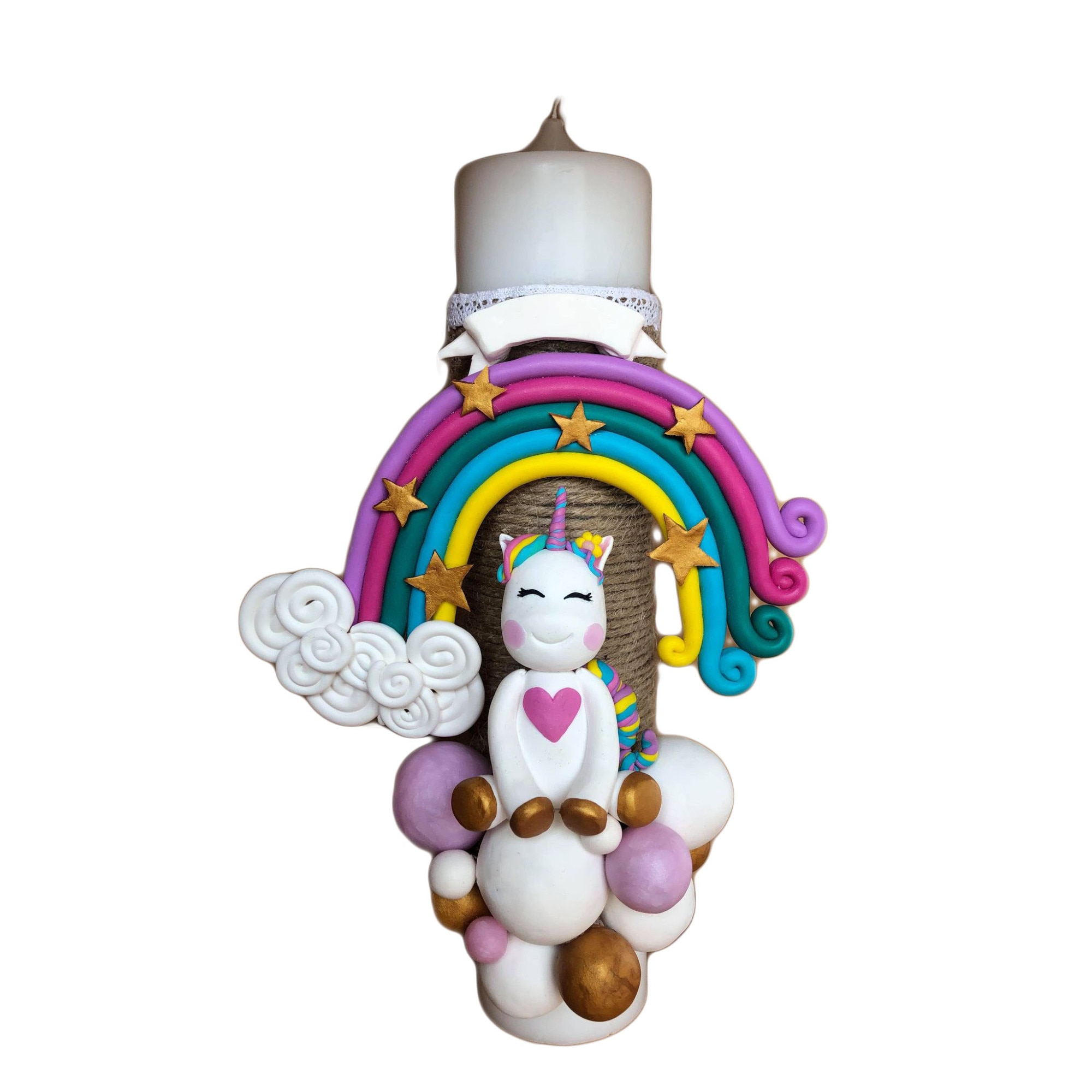 Lumanare botez personalizata, tematica unicorn