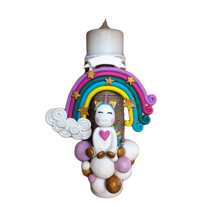 Lumanare botez personalizata, tematica unicorn