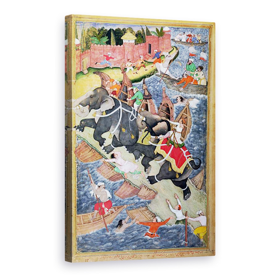 Tablou canvas - Basawan and Chatai - Akbar imblanzeste Elefantul, 80 x 120cm