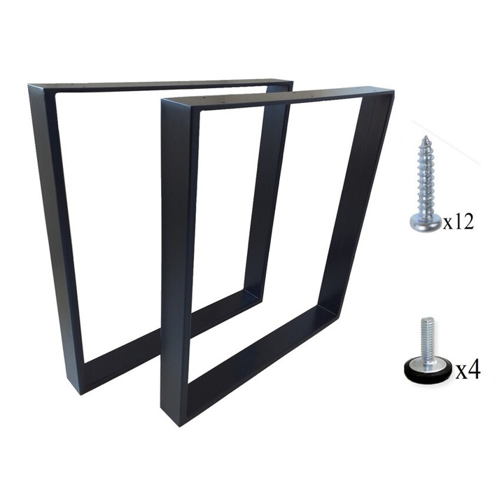 Set 2 buc picioare masa metal, 71x68 cm, Negru