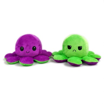 Caracatita reversibila bipolara din plus cu fata fericita si fata trista, Flippy, Verde Caracatita reversibila bipolara din plus cu fata fericita si fata trista, Flippy, Verde
