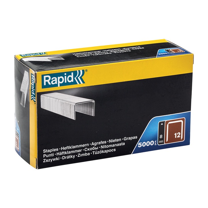 Staples Rapid 12/8 поцинкована плоска тел за тапицерия, High Performance, 5000 скоби/кашон 40100518