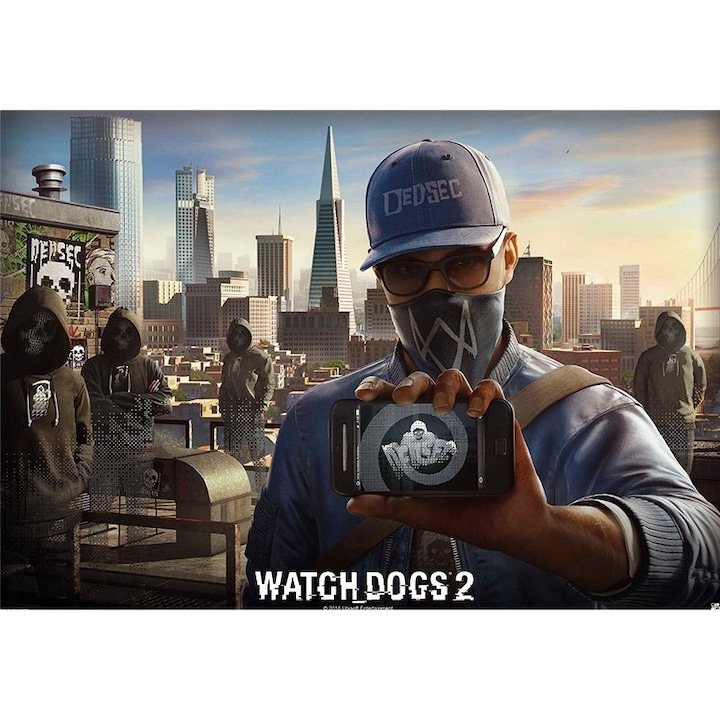 Poster Watch Dog Hackers , 98x68cm, Negru