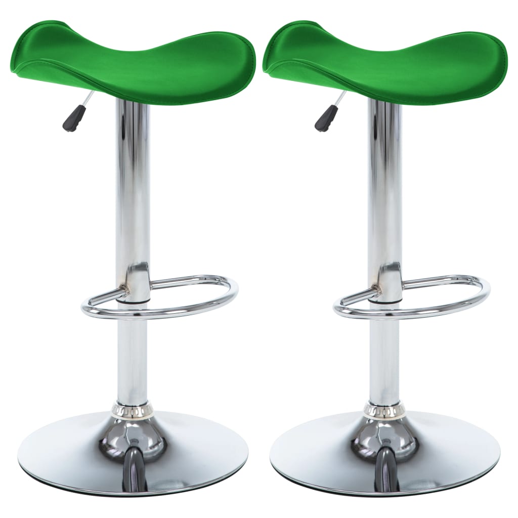 Set scaune de bar, 2 buc, verde, piele ecologica 324739 44 x 43 x (62-83) cm