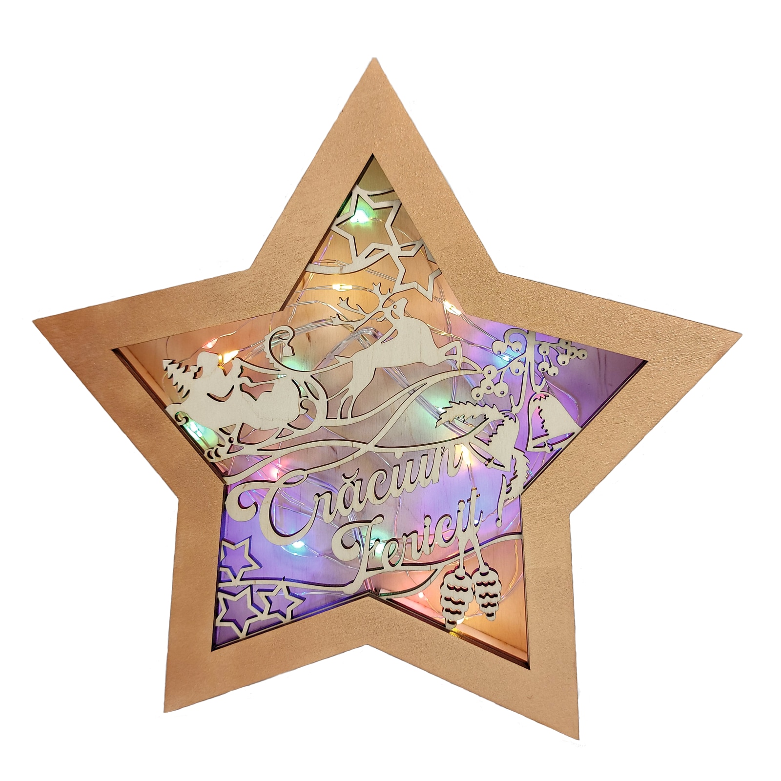 Steluta Craciun Fericit, LaserCreativeArt, 26x26x5 cm