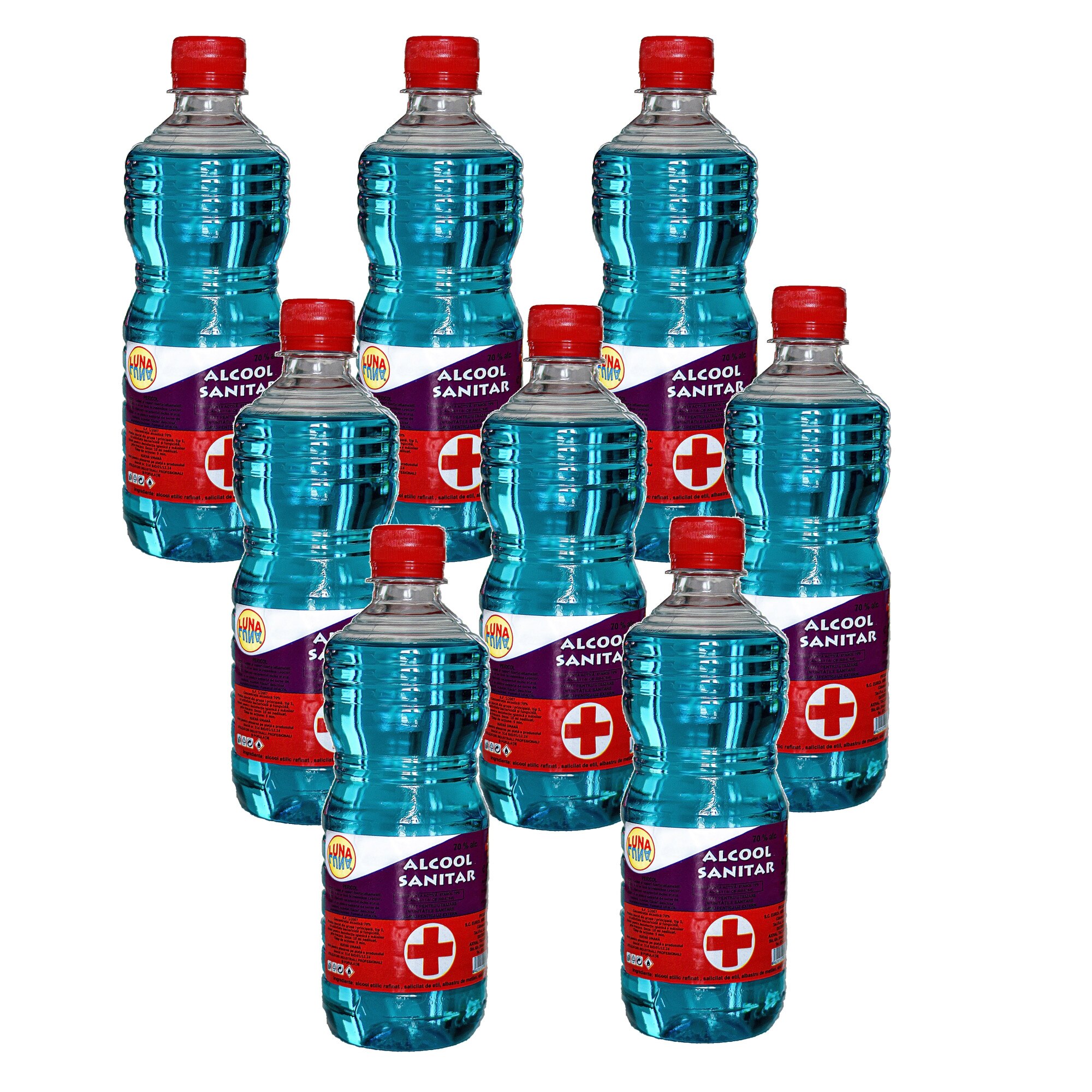 Set 8 bucati Alcool Sanitar, Luna, 500 ml
