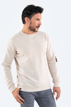 Big Star, Bluza sport cu decolteu la baza gatului si detaliu cu fermoar, Maro camel, XL Big Star, Bluza sport cu decolteu la baza gatului si detaliu cu fermoar, Maro camel, XL