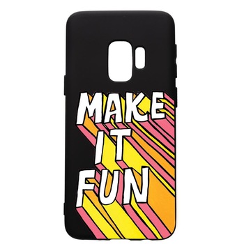 Husa de protectie Samsung Galaxy S9, Make It Fun, silicon, cu interiorul din material textil, protectie camera, PB494 Husa de protectie Samsung Galaxy S9, Make It Fun, silicon, cu interiorul din material textil, protectie camera, PB494