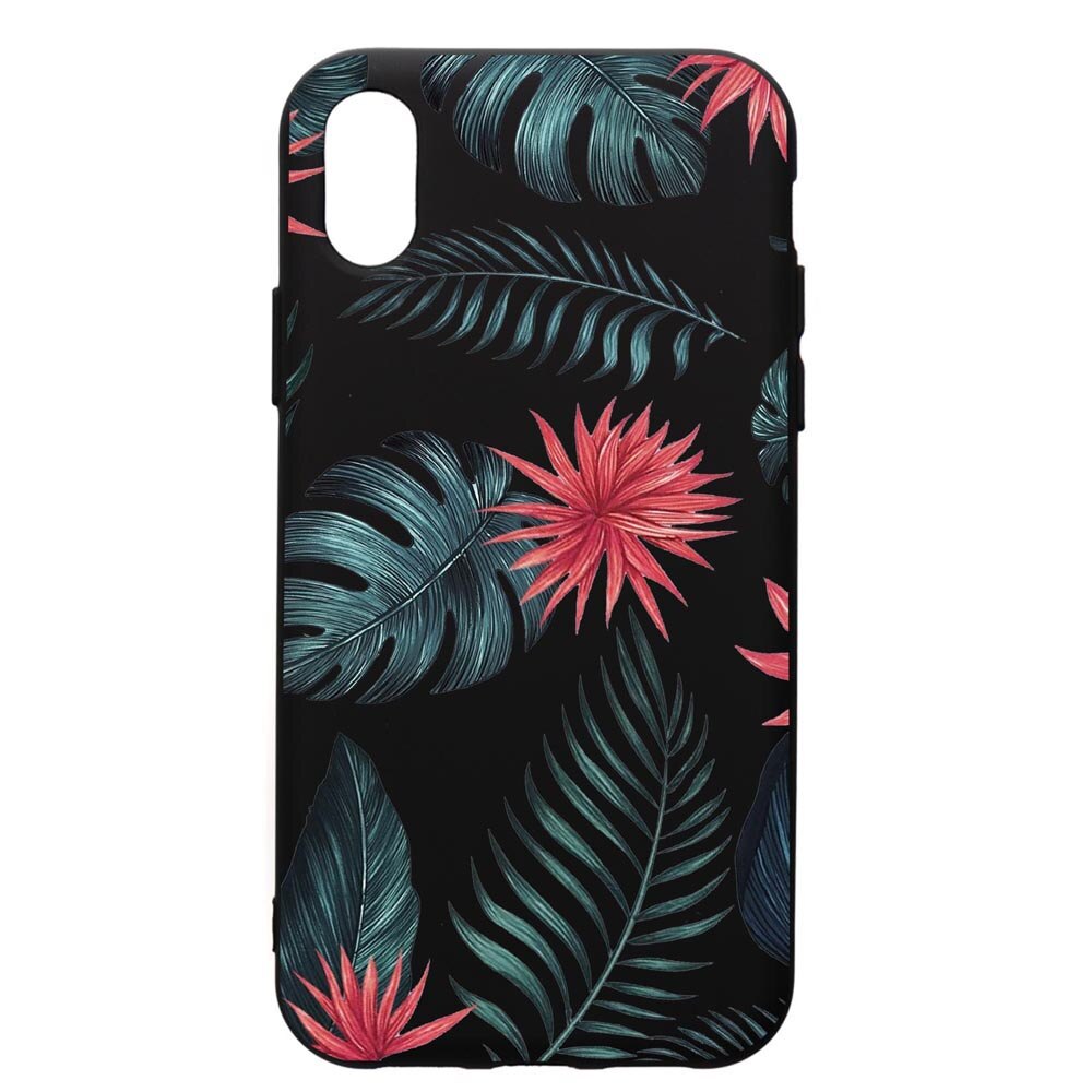Husa de protectie Apple iPhone XS Max, Tropical Flowers, silicon, cu interiorul din material textil, protectie camera, PB497