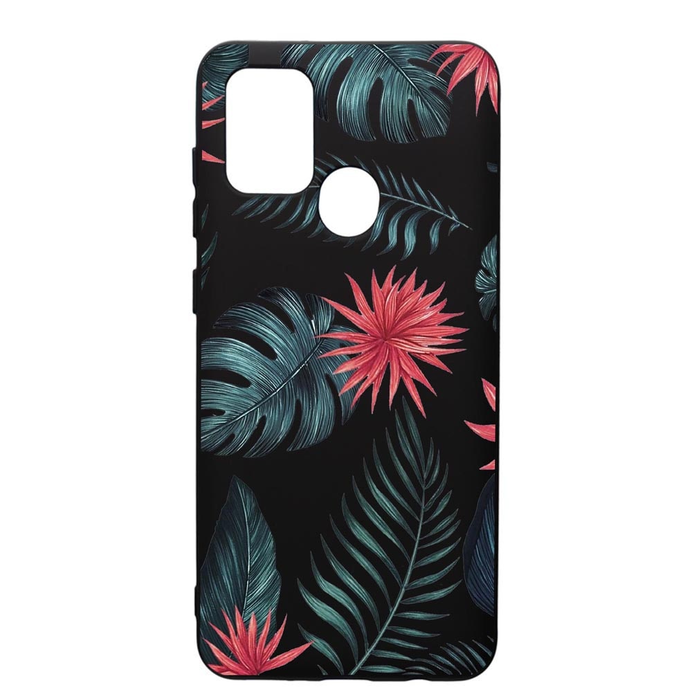 Husa de protectie Samsung Galaxy A21, Tropical Flowers, silicon, cu interiorul din material textil, protectie camera, PB497