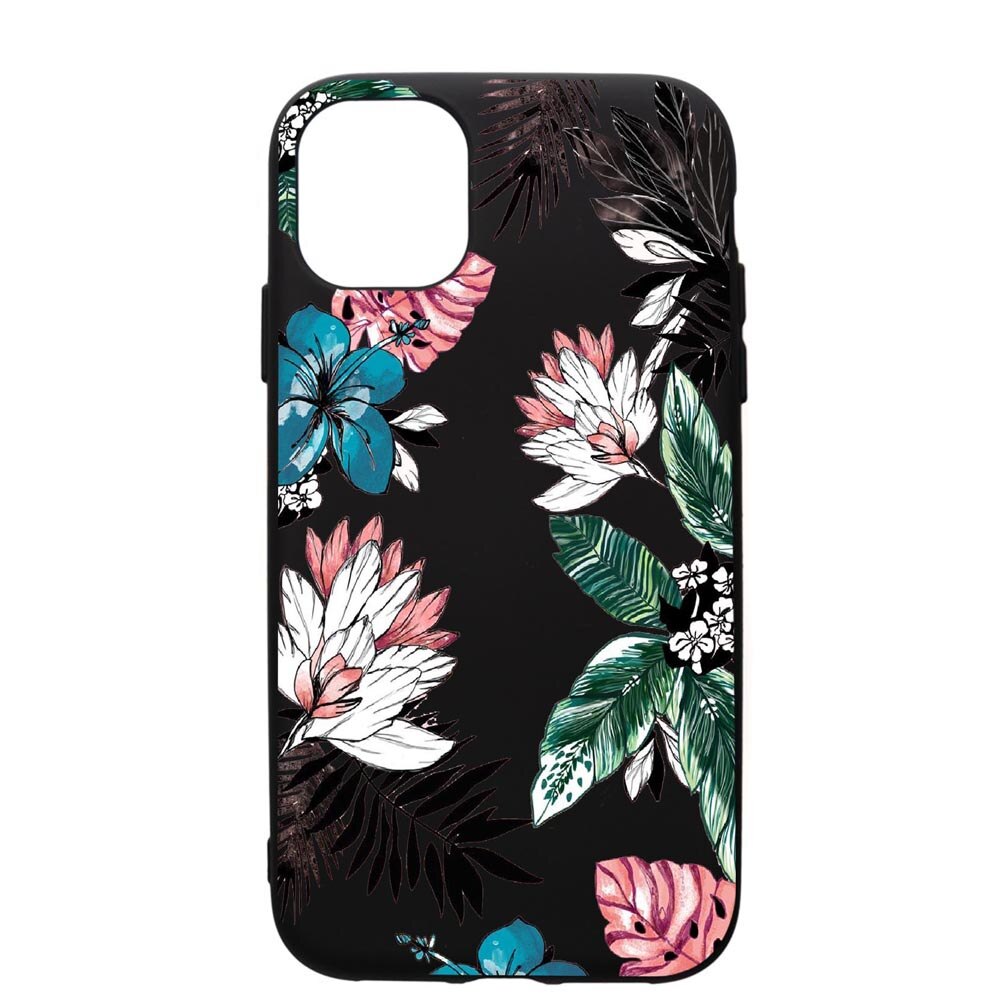 Husa de protectie Apple iPhone 12 Pro, Tropical Flowers, silicon, cu interiorul din material textil, protectie camera, PB500