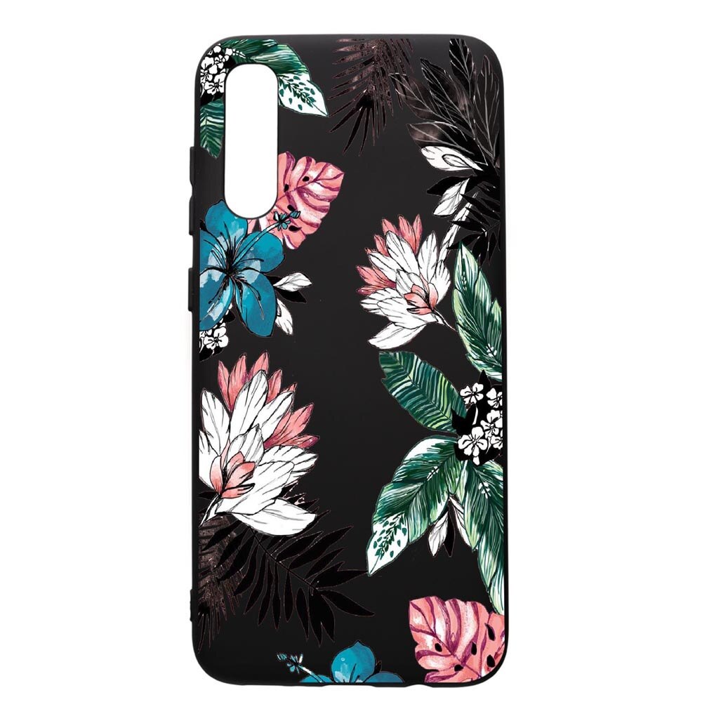 Husa de protectie Samsung Galaxy A50, Tropical Flowers, silicon, cu interiorul din material textil, protectie camera, PB500