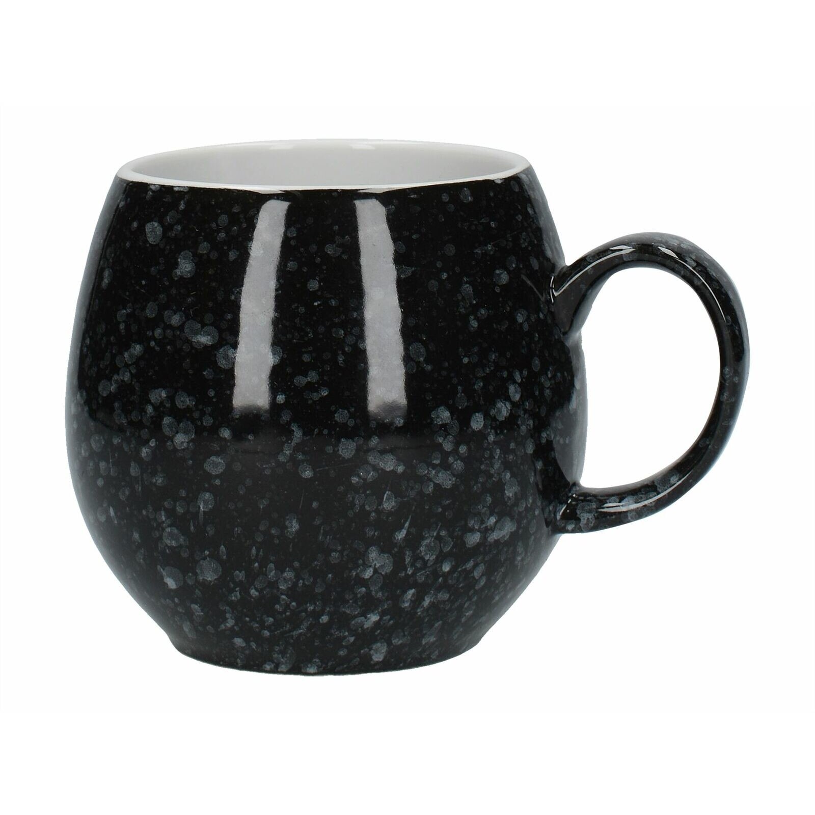 Cana neagra - Pebble Flecked, Ceramica, 400 ml, Negru / Alb
