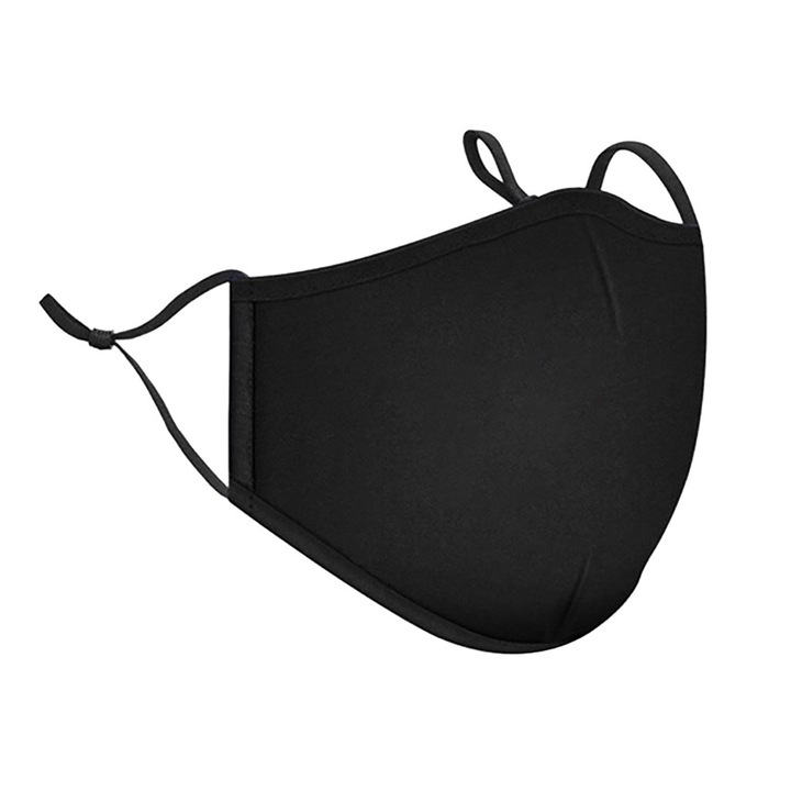 Masca de Protectie Neagra, + 2 Filtre Carbon, PM2.5, Bretele de Urechi Ajustabile