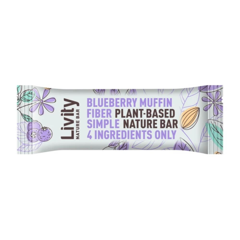 Baton cu Afine Livity Nature Blueberry Muffin, 30 g