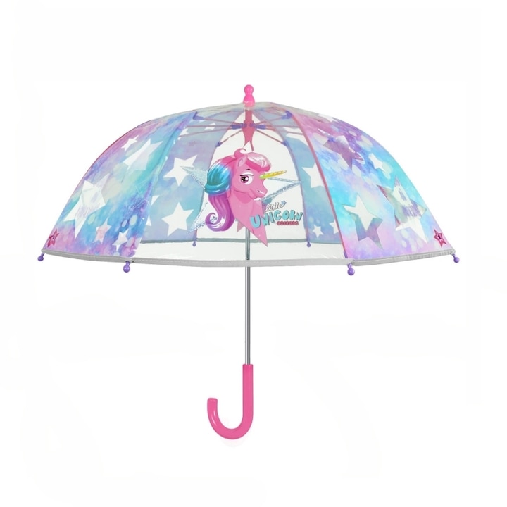 Детски прозрачен чадър Perletti CoolKids 15581, Прозрачен