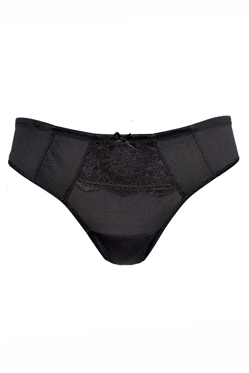 Chiloti brazilieni VENERASTYLE 1402, Dantela, Negru mat, S
