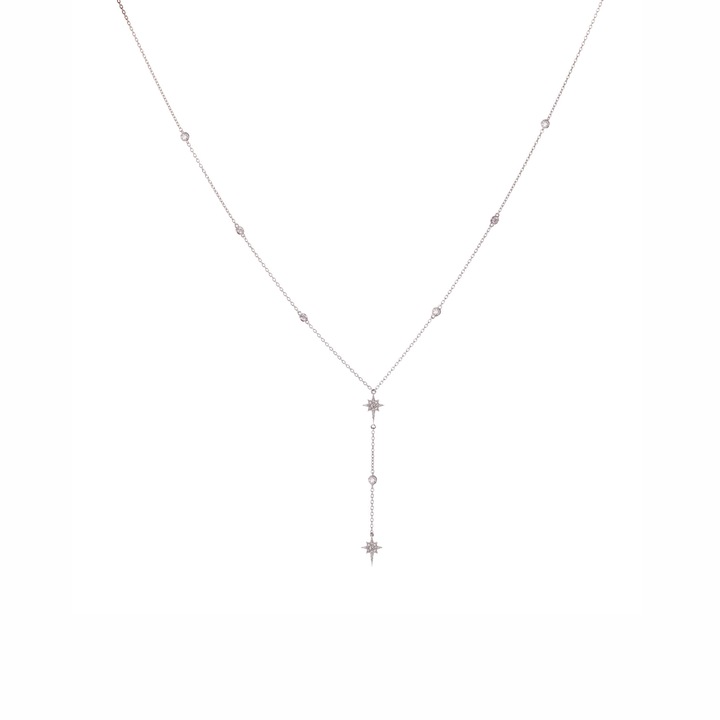 Колие с диаманти, Бяло злато 18K, Диаманти 0.35 ct, 3 гр.