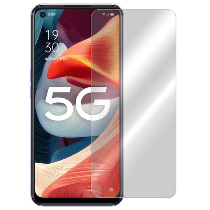 Защитно фолио, съвместимо с Oppo A53 5G, Tempered Glass, 2.5 D, 9H, Full Glue, G-Tech Clear