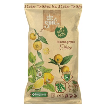 Substrat natural Dr.Soil pentru Citrice, prefertilizat cu biohumus, la punga de 1L Substrat natural Dr.Soil pentru Citrice, prefertilizat cu biohumus, la punga de 1L