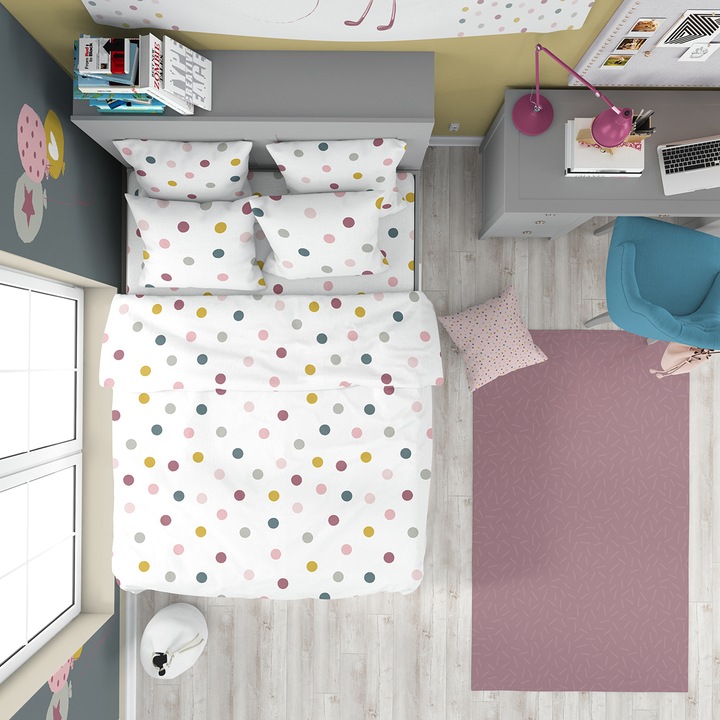 Спален комплект DILIOS, Джой, БЕЗ долен чаршаф, Многоцветен, 3 части