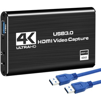 Placa de captare video-audio SeLgurFos, USB 3.0, 4K HDMI, Loop-Out, 1080P 60FPS, Streaming live, Negru Placa de captare video-audio SeLgurFos, USB 3.0, 4K HDMI, Loop-Out, 1080P 60FPS, Streaming live, Negru