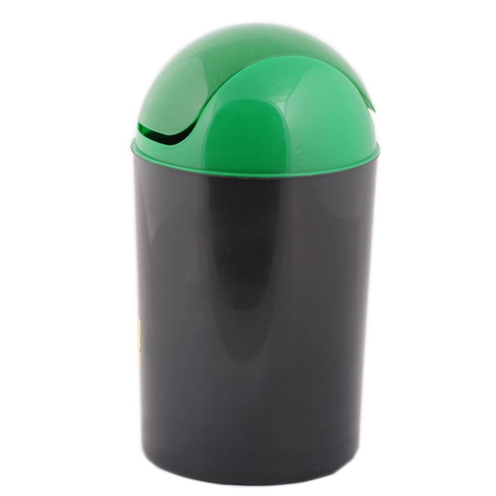Plastor Kereskedelmi Flip-Flap Delta Irodai szemetes, 12 L, Fekete/zöld